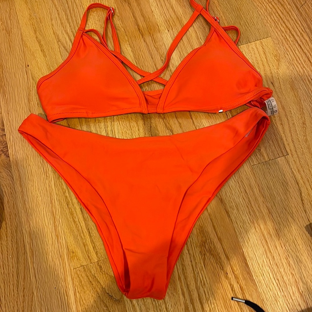 red front cross bikini